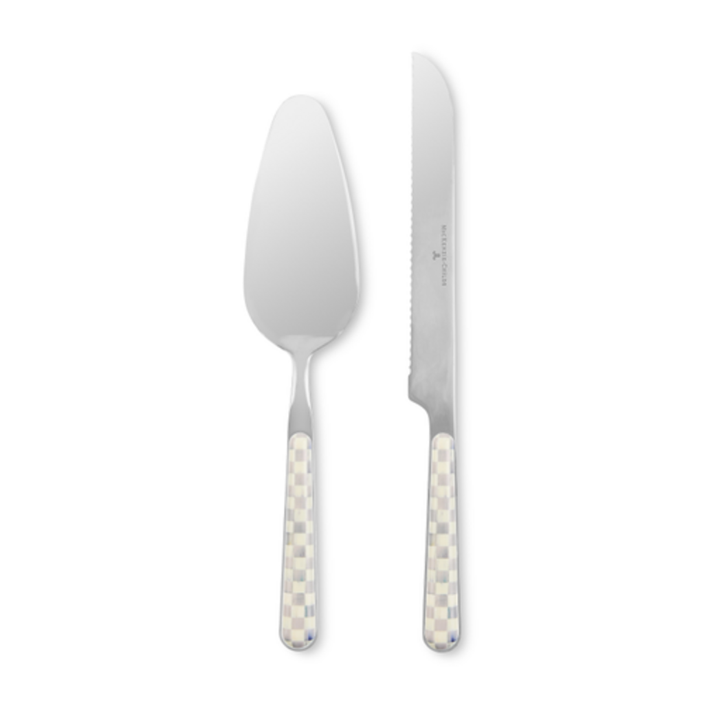 Mackenzie-Childs sterling check bistro cake serving set