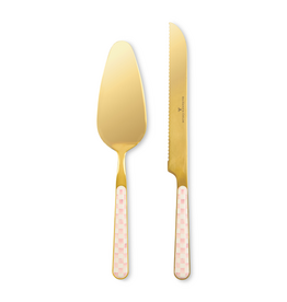 Mackenzie-Childs rosy check bistro cake serving set