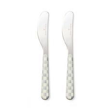 Mackenzie-Childs sterling check bistro spreaders, set of 2