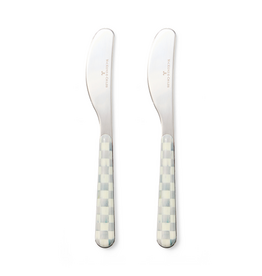 Mackenzie-Childs sterling check bistro spreaders, set of 2