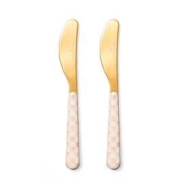 Mackenzie-Childs rosy check bistro spreaders, set of 2