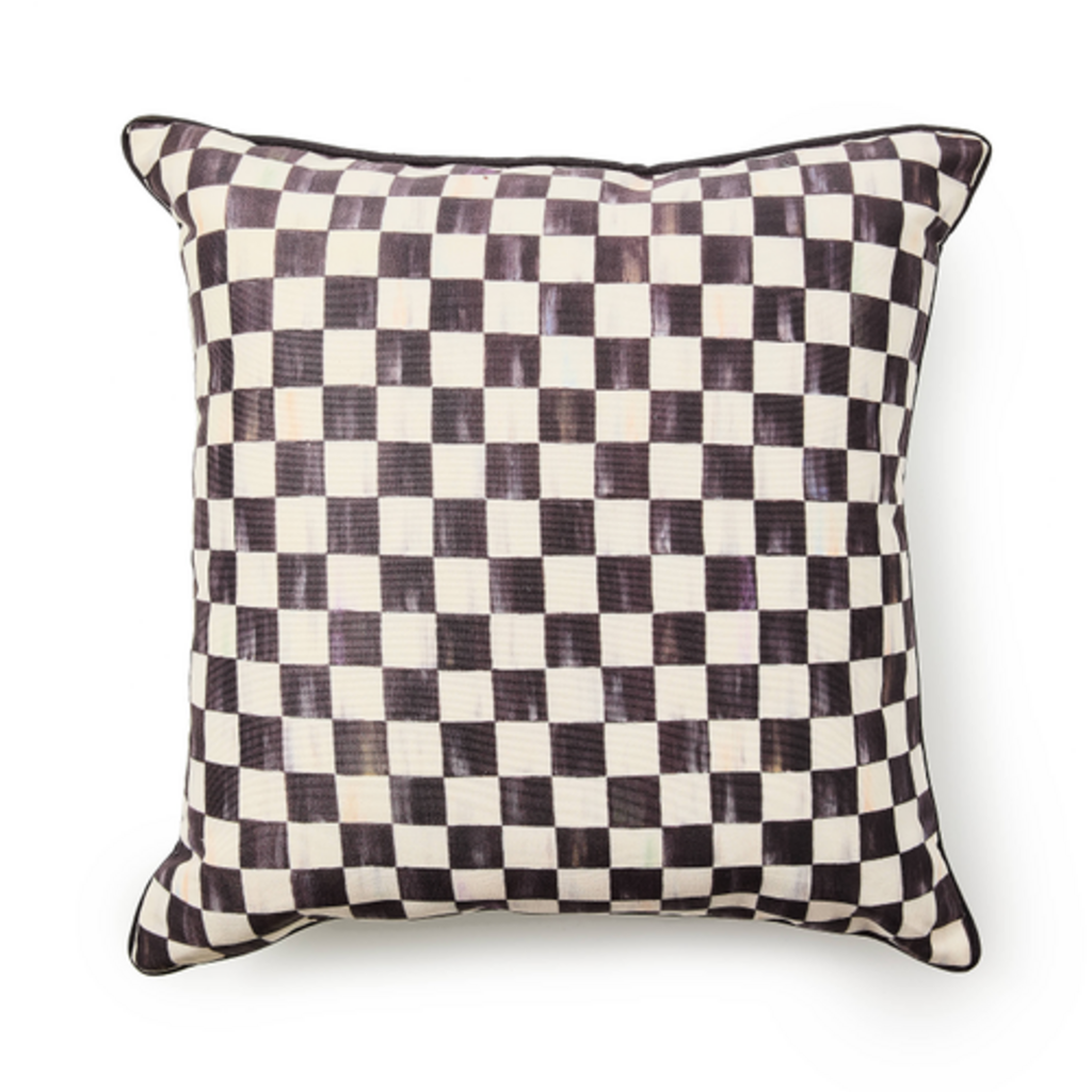 Mackenzie-Childs courtly check printed outdoor pillow