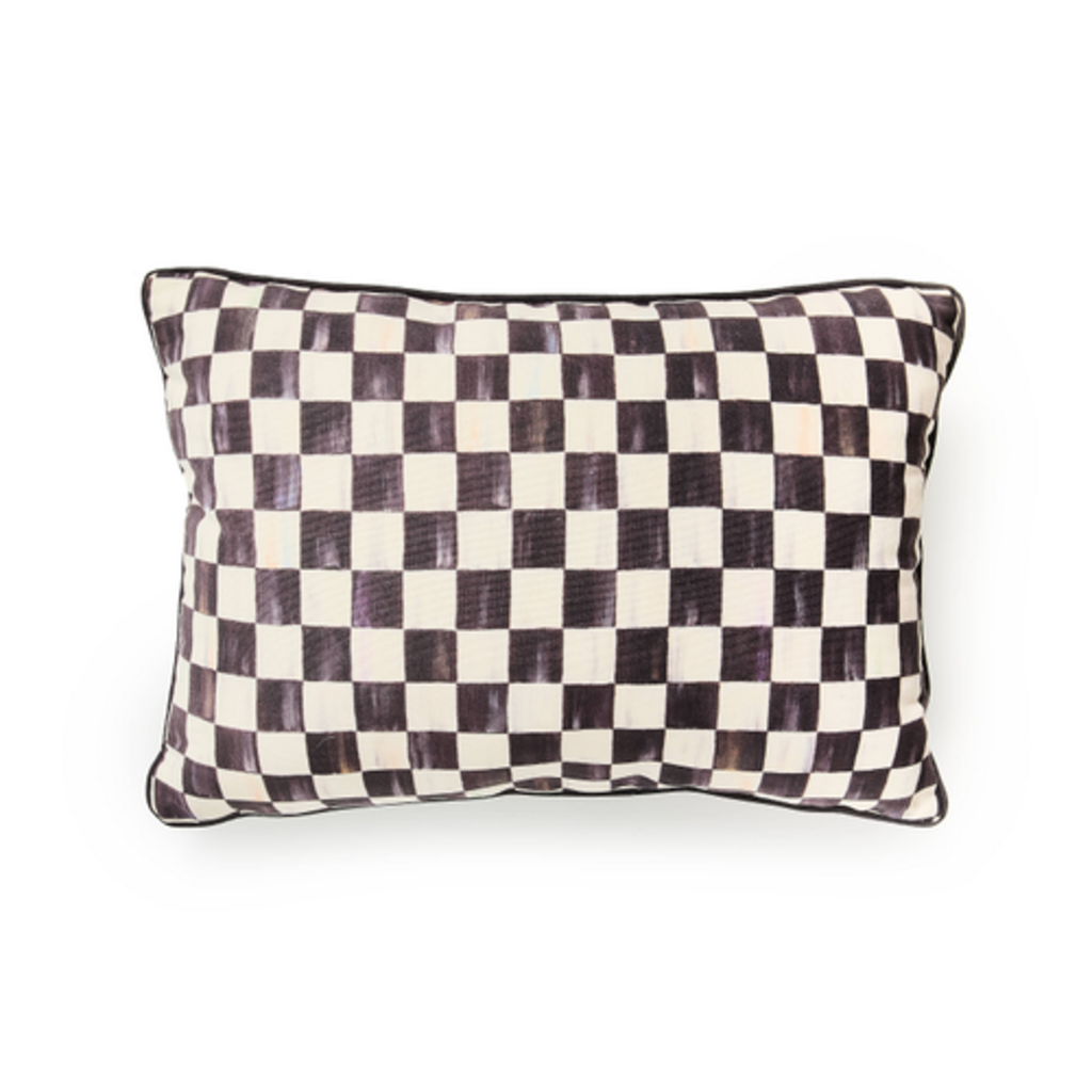 Mackenzie-Childs courtly check printed outdoor lumbar pillow