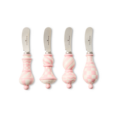 Mackenzie-Childs rosy check party spreaders, set of 4