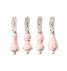 Mackenzie-Childs rosy check party spreaders, set of 4