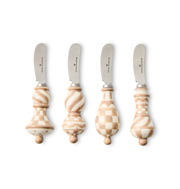 Mackenzie-Childs mocha check party spreaders, set of 4