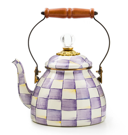 Mackenzie-Childs violet check 2 quart tea kettle