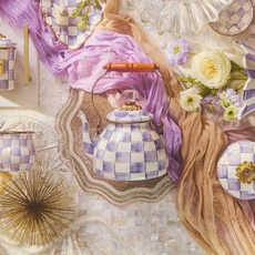 Mackenzie-Childs violet check 2 quart tea kettle