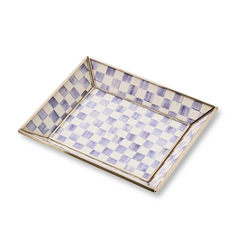 Mackenzie-Childs violet check small glass tray