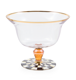 Mackenzie-Childs courtly check glass pedestal bowl