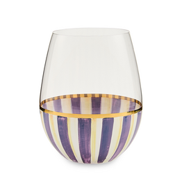 Mackenzie-Childs violet stripe stemless wine glass