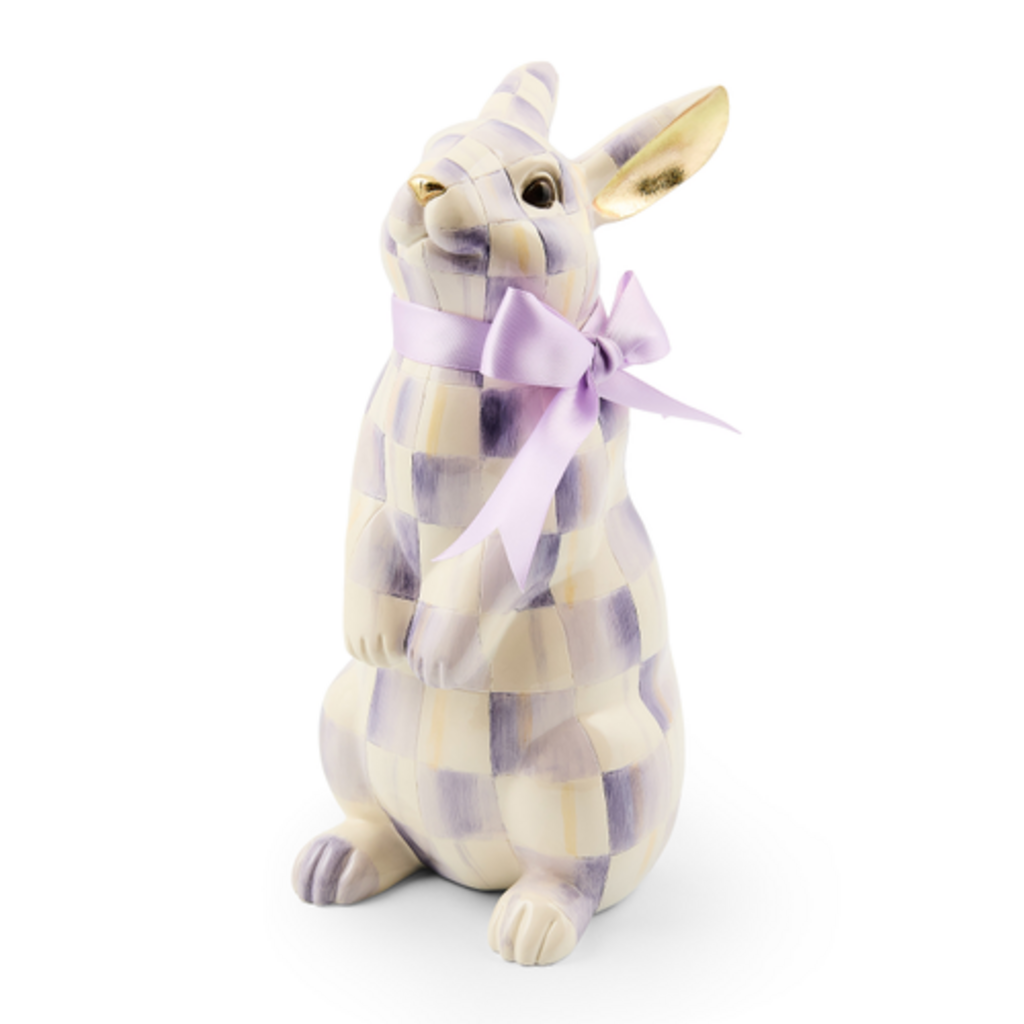 Mackenzie-Childs violet check standing bunny