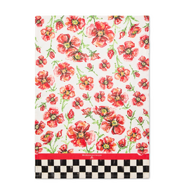 Mackenzie-Childs red poppies printed dish towel