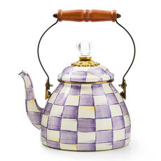 Mackenzie-Childs violet check 2 quart tea kettle