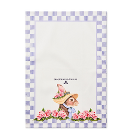 Mackenzie-Childs rabbit with bonnet printed dish towel