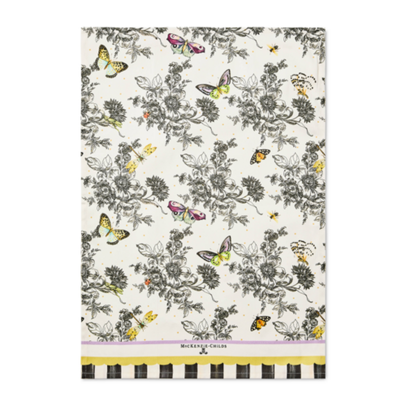 Mackenzie-Childs butterfly toile printed dish towel