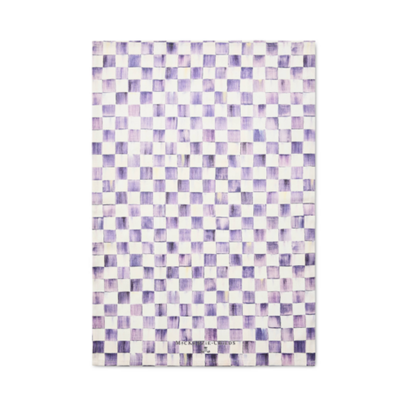 Mackenzie-Childs violet check printed dish towel