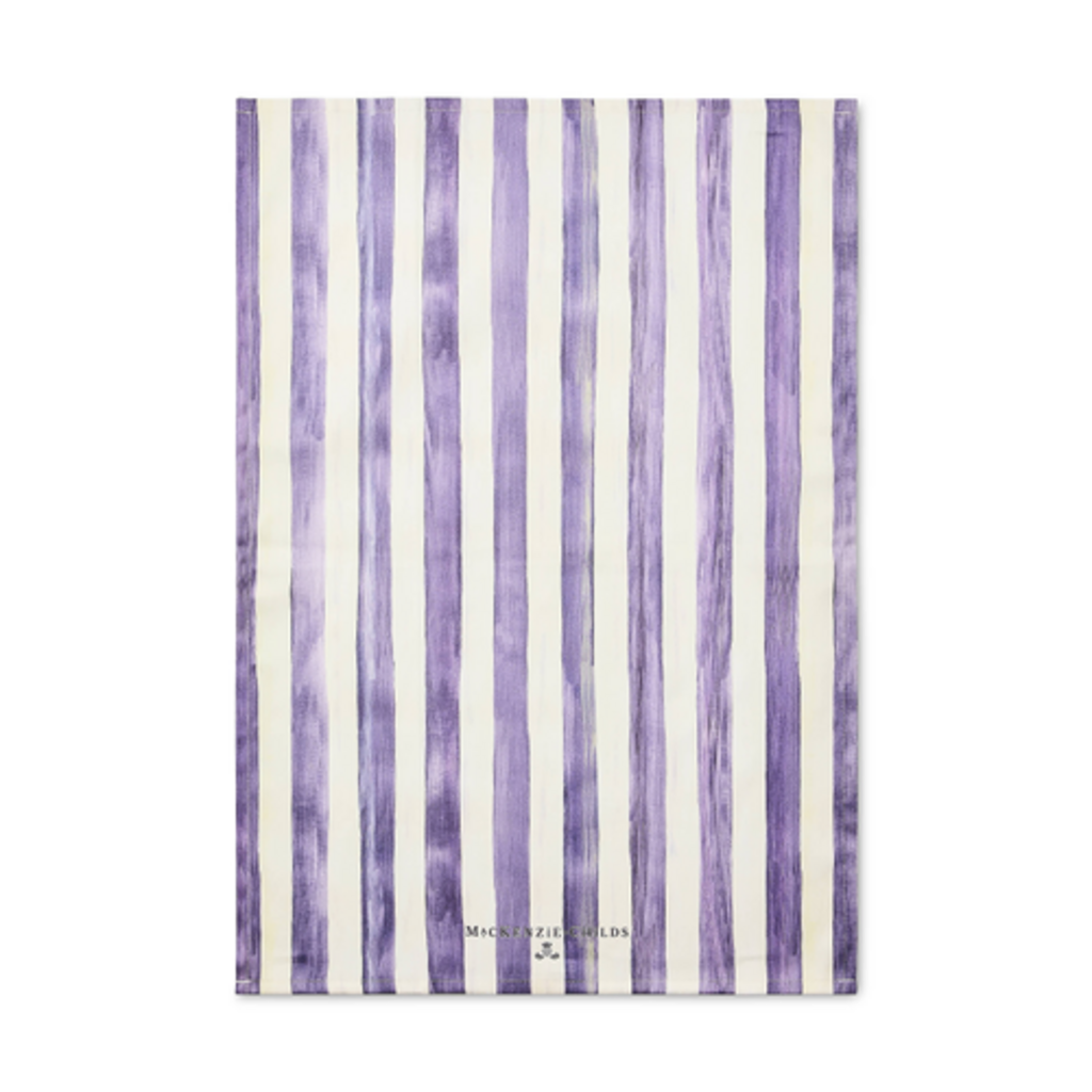 Mackenzie-Childs violet stripe printed dish towel