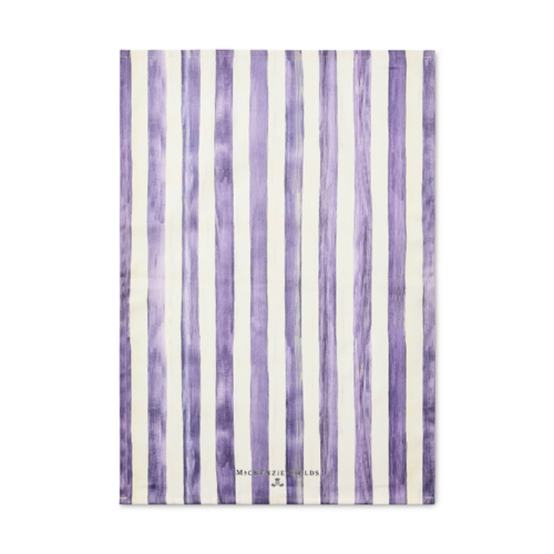 Mackenzie-Childs violet stripe printed dish towel