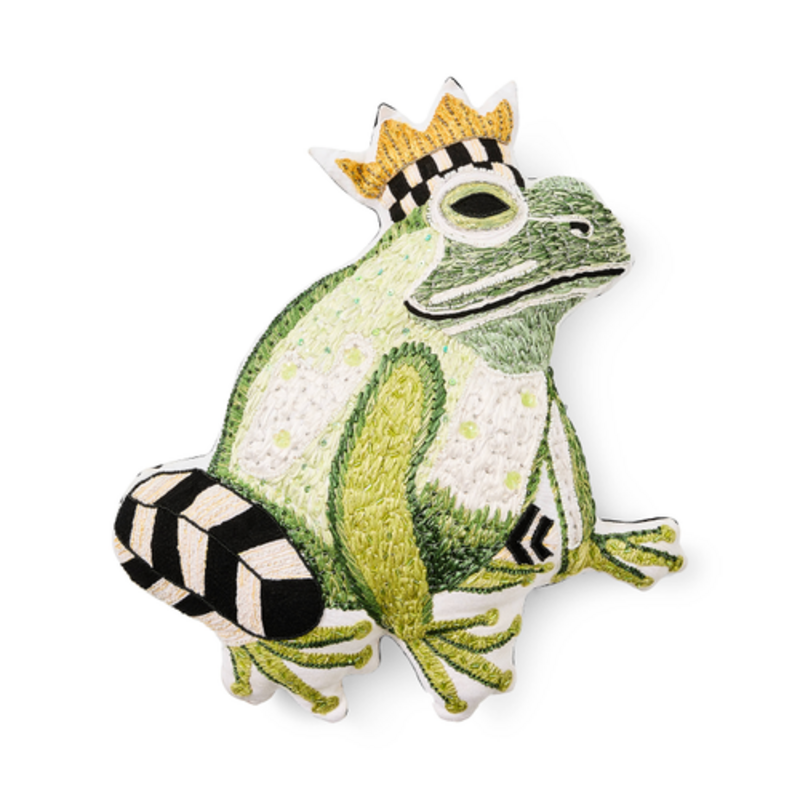 Mackenzie-Childs frog shaped throw pillow