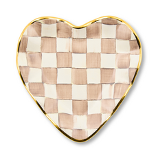 Mackenzie-Childs mocha check ceramic heart plate
