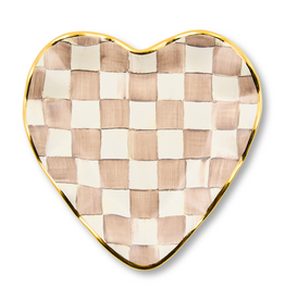 Mackenzie-Childs mocha check ceramic heart plate
