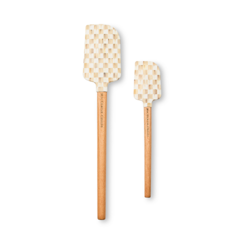 Mackenzie-Childs mocha check spatulas, set of 2