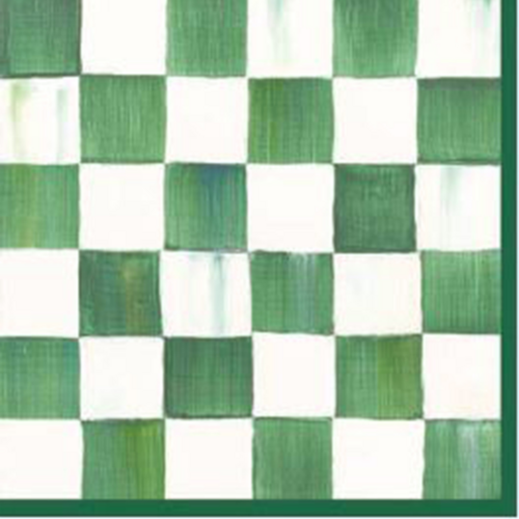 Mackenzie-Childs emerald check cocktail paper napkins