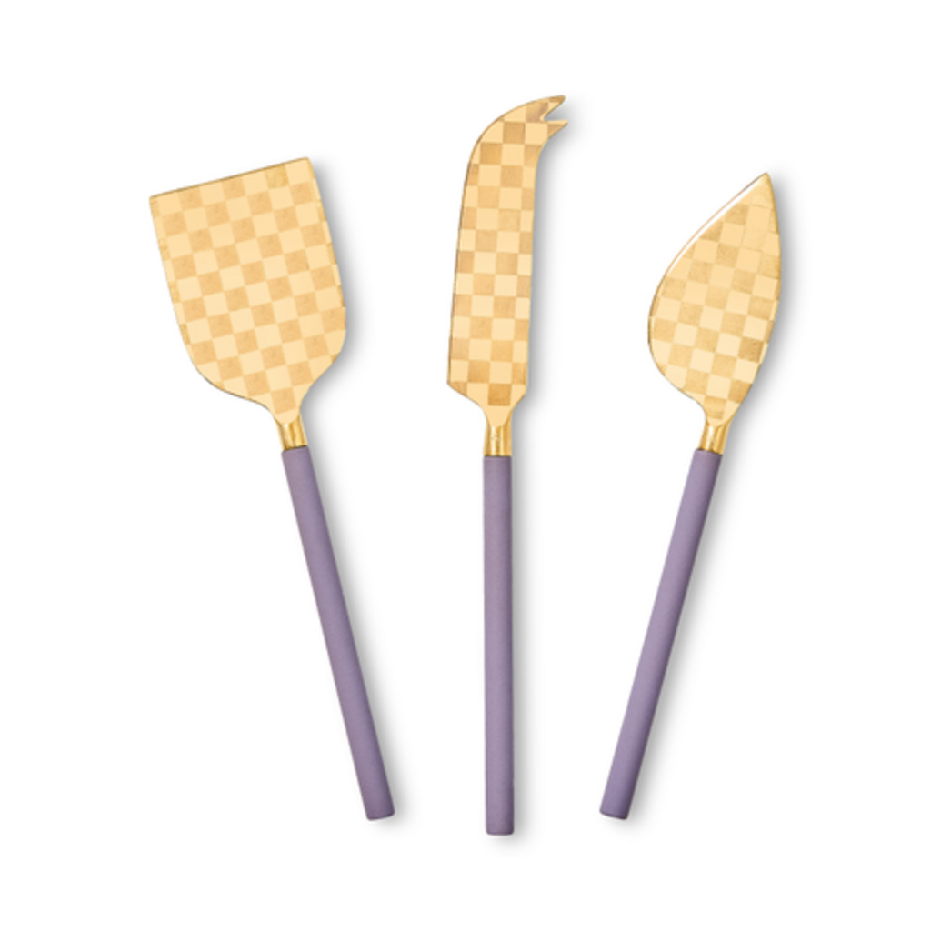 Mackenzie-Childs violet cheese knife set