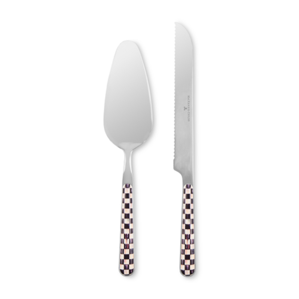 Mackenzie-Childs courtly check bistro cake serving set