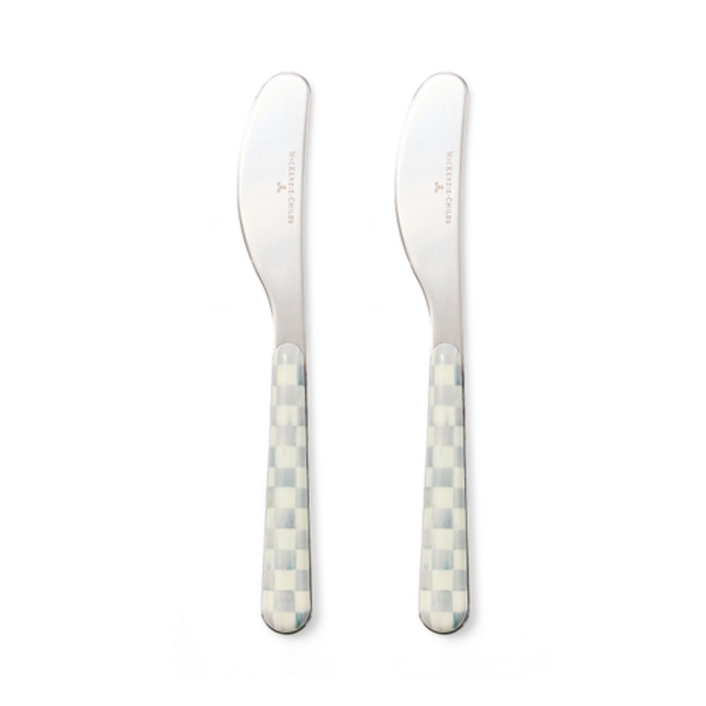 Mackenzie-Childs sterling check bistro spreaders, set of 2