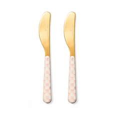 Mackenzie-Childs rosy check bistro spreaders, set of 2