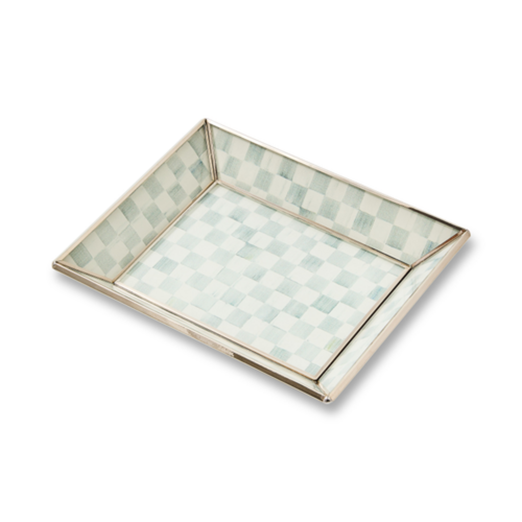 Mackenzie-Childs sterling check small glass tray