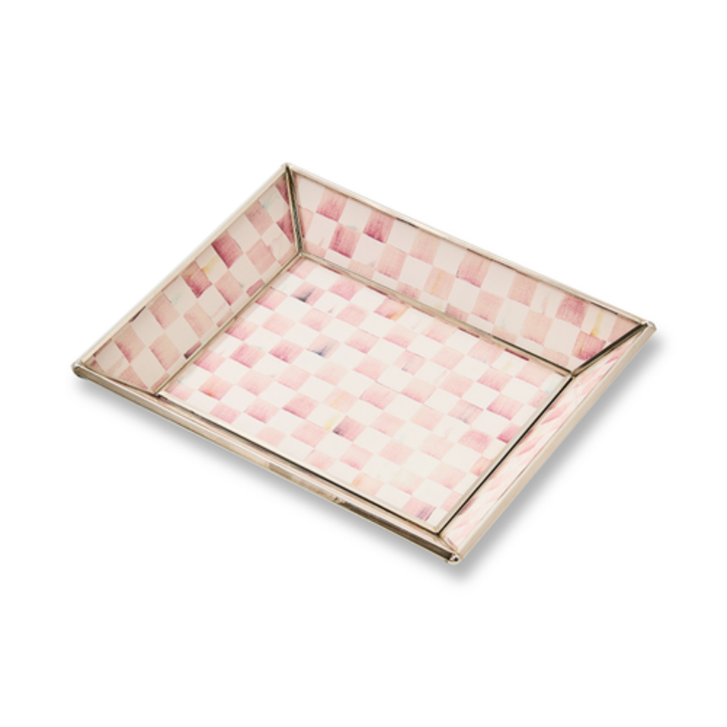 Mackenzie-Childs rosy check small glass tray