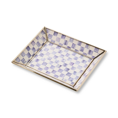 Mackenzie-Childs violet check small glass tray