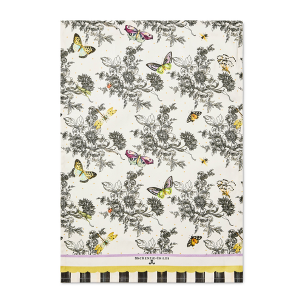 Mackenzie-Childs butterfly toile printed dish towel