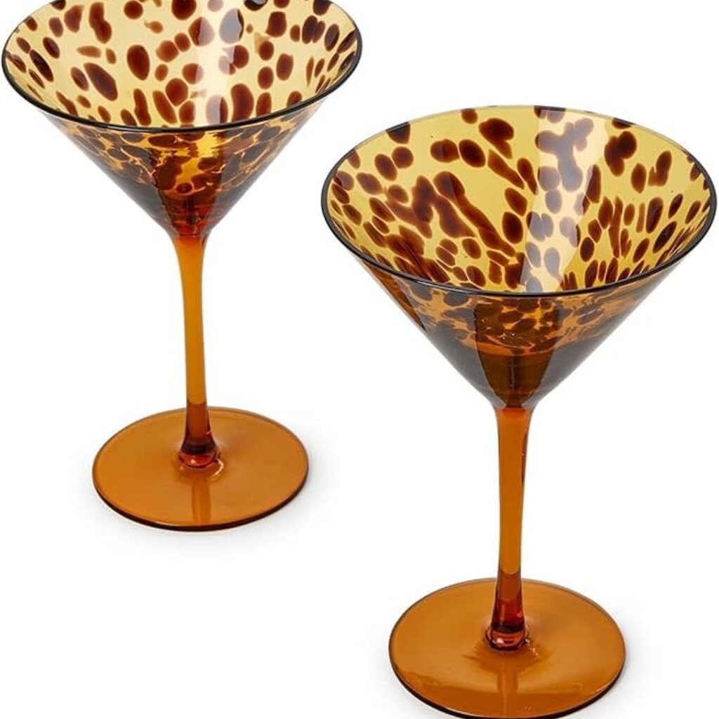 Tortoise Print Martini Glasses, Set of 4