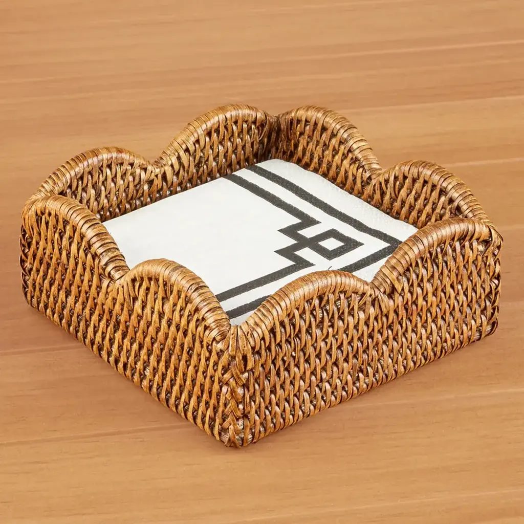 Caspari Rattan Scallop Cocktail Holder