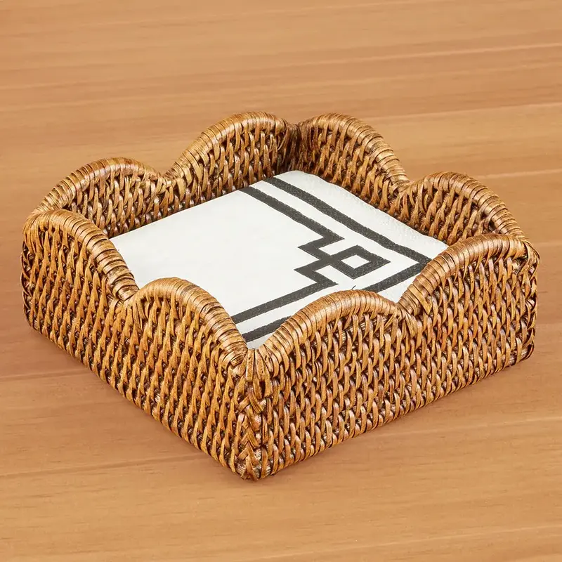 Caspari Rattan Scallop Cocktail Holder
