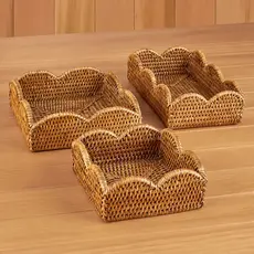 Caspari Rattan Scallop Cocktail Holder