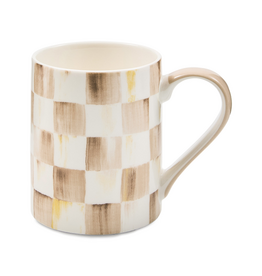 Mackenzie-Childs mocha check porcelain mug