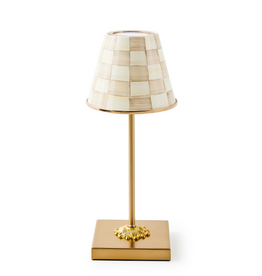 Mackenzie-Childs mocha check led rechargeable cafe table lamp