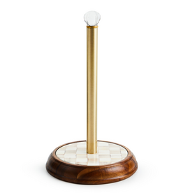 Mackenzie-Childs mocha check wood paper towel holder