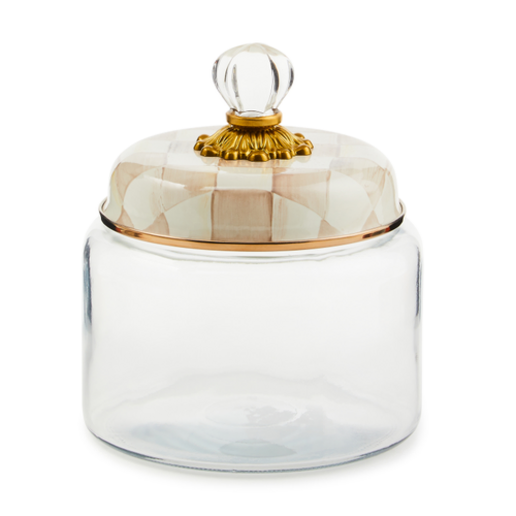 Mackenzie-Childs mocha check small kitchen canister