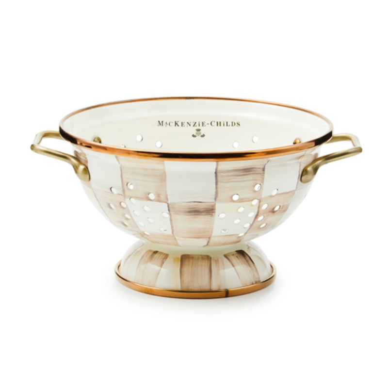 Mackenzie-Childs mocha check small colander
