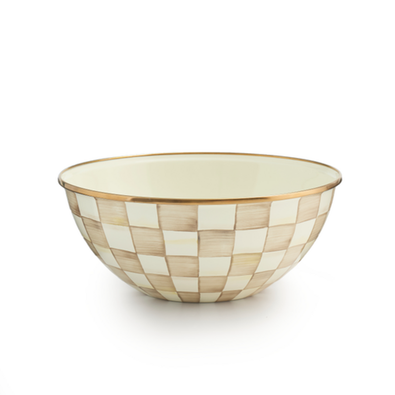 Mackenzie-Childs mocha check large everyday bowl