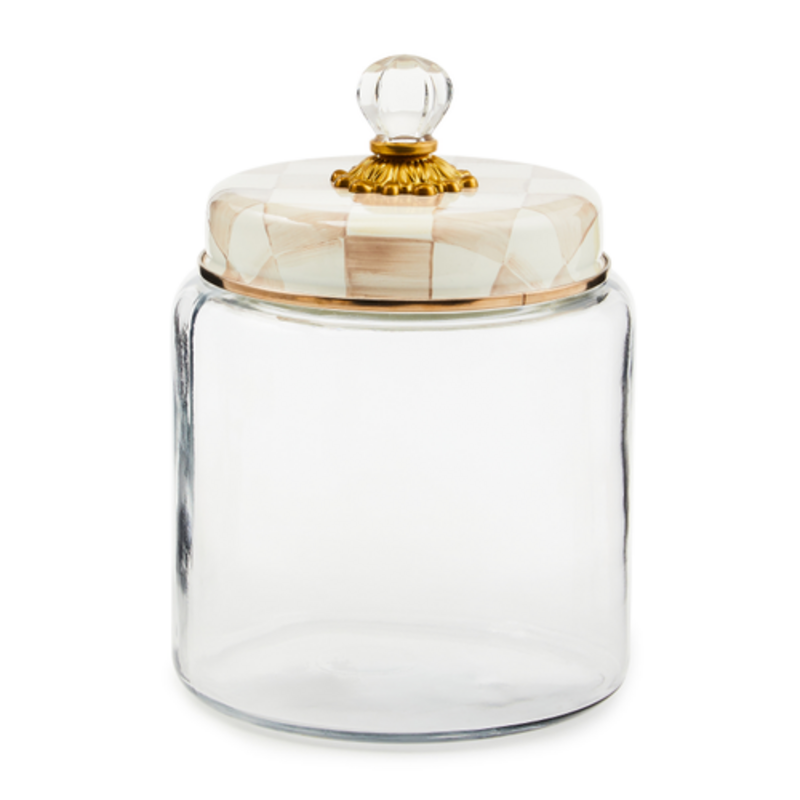 Mackenzie-Childs mocha check large kitchen canister