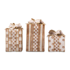 Mackenzie-Childs mocha capiz gift boxes, set of 3