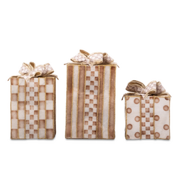 Mackenzie-Childs mocha capiz gift boxes, set of 3
