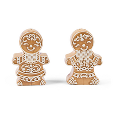 Mackenzie-Childs mocha check gingerbread salt & pepper shaker set